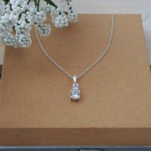 Silver Round Necklace with Cubic Zirconia